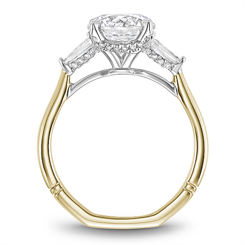 Noam Carver 14k Yellow and White Gold Atelier Collection Cathedral Three-Stone Engagement Ring Setting