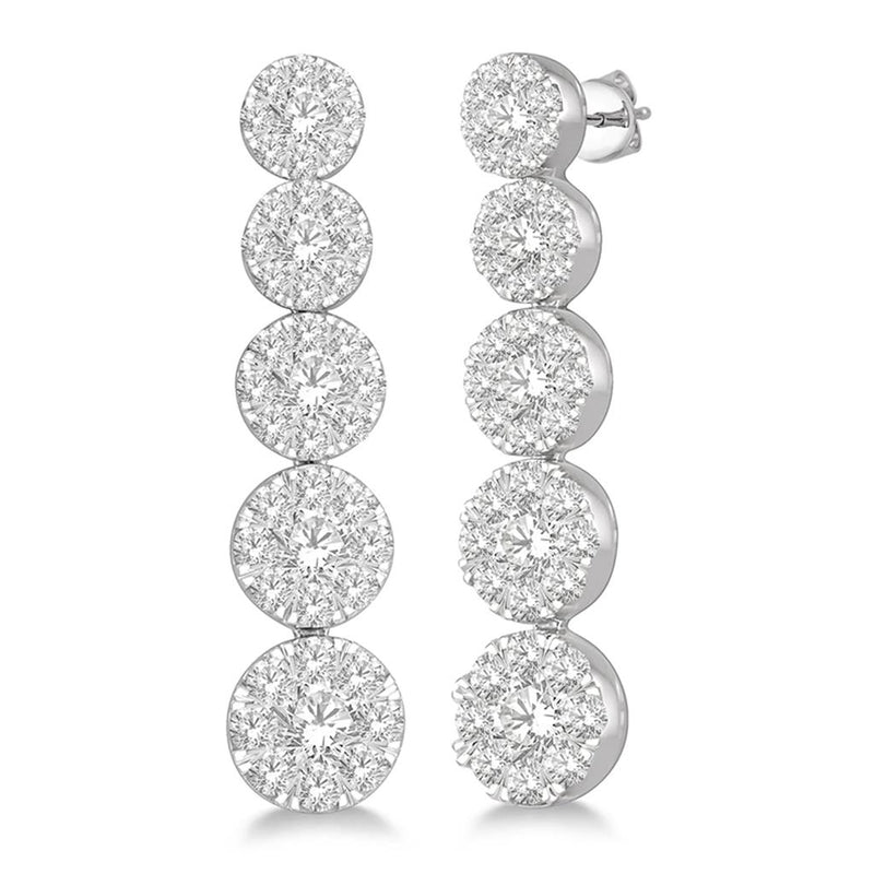 Davis Classics 14k White Gold Five-Station Drop Diamond Earrings