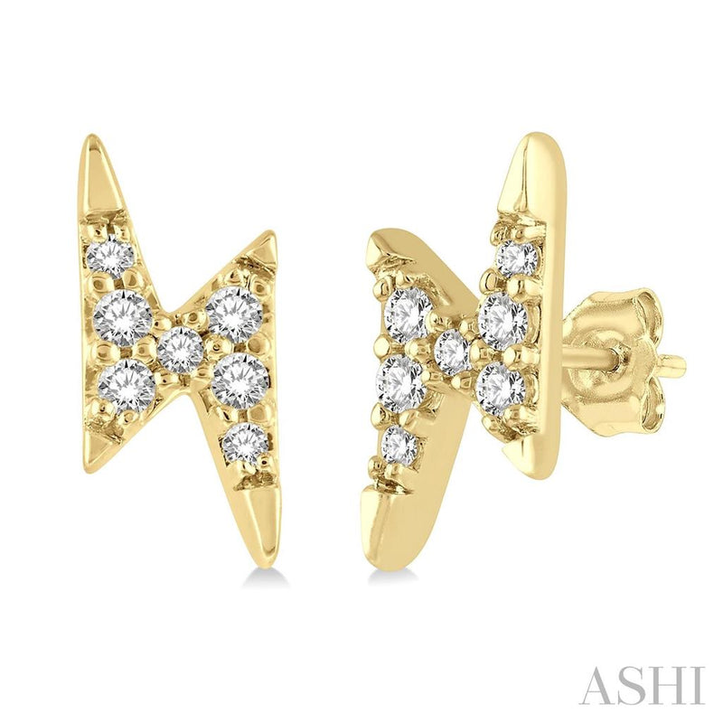 Davis Classics 14k Yellow Gold Diamond Lightning Bolt Stud Earrings
