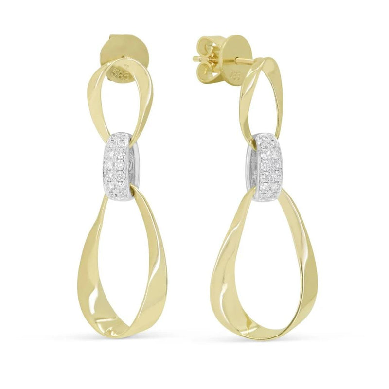 Madison L 14k Yellow and White Gold Milano Collection Diamond Twisted Loop Dangle Earrings
