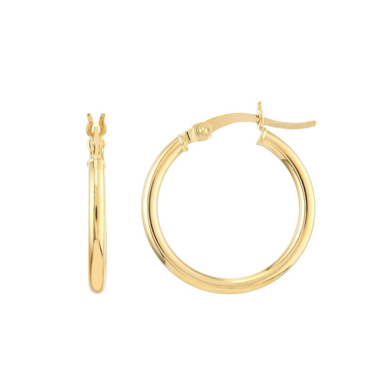 Davis Classics 14k Yellow Gold Rounded Tubular Hoop Earrings