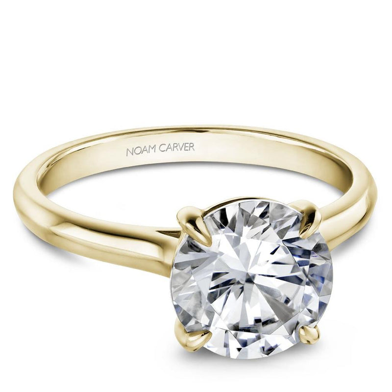 Noam Carver 14k Yellow Gold Cathedral Solitaire Round Diamond Engagement Ring Setting