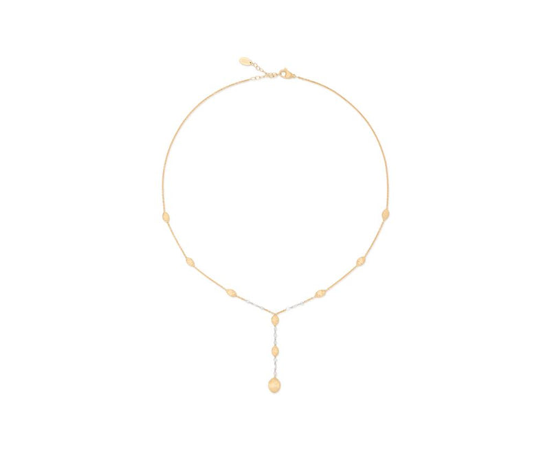 Marco Bicego 18k Yellow Gold Siviglia Alta Rose Cut Diamond Bead Station Lariat Necklace