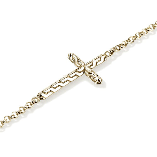 John Hardy 14k Yellow Gold Essential Cross Station Bracelet