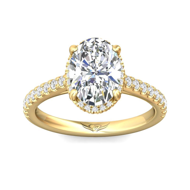 Martin Flyer 14k Yellow Gold Shadow Halo Design Semi Mount Engagement Ring Setting