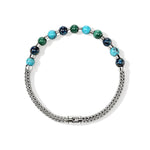John Hardy Sterling Silver Chrysocolla, Malachite, and Turquoise Beaded Bracelet