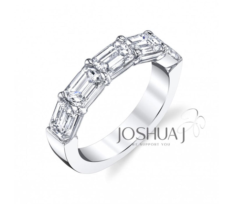 Davis Classics Women's Platinum Five-Stone East/West Emerald-Cut Diamond Band