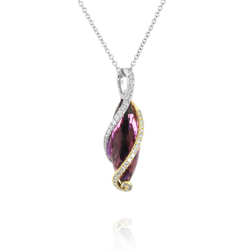 Yael 14k White and Rose Gold Amethyst and Diamond Wrap Pendant
