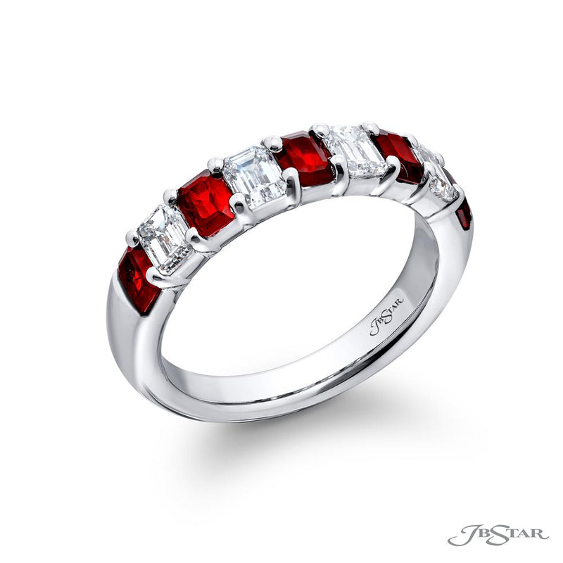 JB Star Women’s Platinum Ruby and Diamond Band