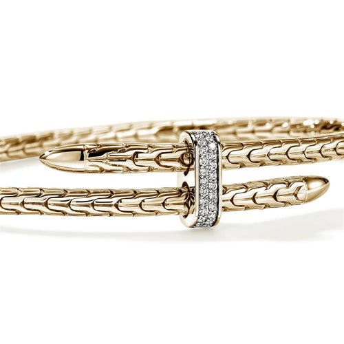John Hardy 14k Yellow Gold Spear Flex Diamond Cuff Bracelet