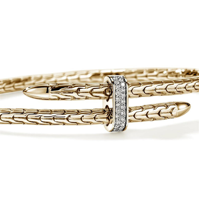 John Hardy 14k Yellow Gold Spear Flex Diamond Cuff Bracelet