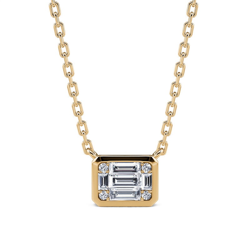 Davis Classics 14k Yellow Gold East/West Diamond Pendant Necklace