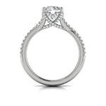 Vlora 14k White Gold Cathedral Design Semi-Mount with Crossover Baguette and Round Brilliant Diamonds