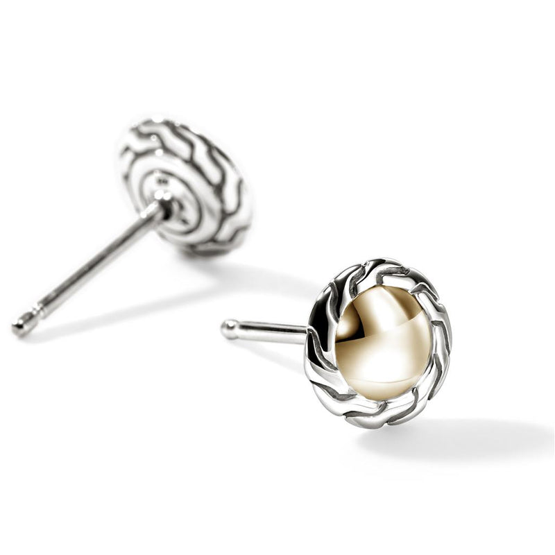 John Hardy 14k Yellow Gold and Sterling Silver Essential Stud Earrings