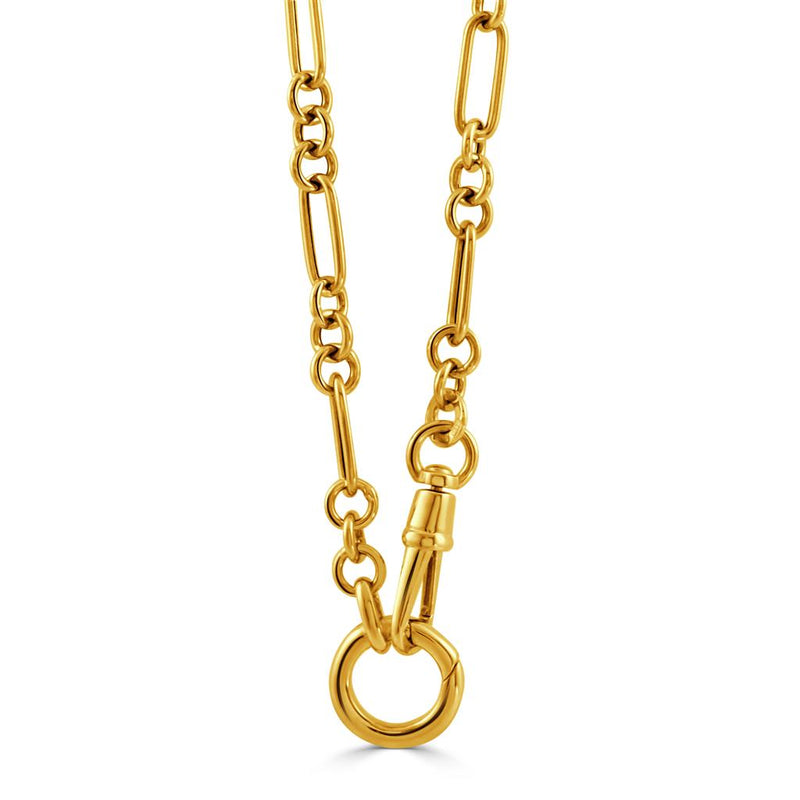 Doves 14k Yellow Gold Oval Link Chain Necklace with Push Clip Enhancers