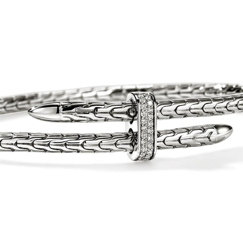 John Hardy Sterling Silver Spear Flex Diamond Cuff