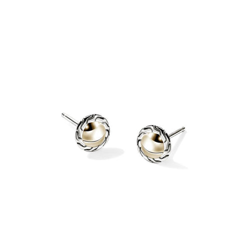 John Hardy 14k Yellow Gold and Sterling Silver Essential Stud Earrings