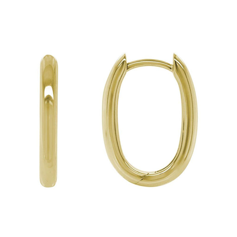 Davis Classics 14k Yellow Gold Elongated Round Hoop Earrings