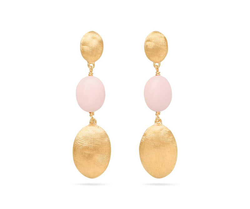 Marco Bicego 18k Yellow Gold Siviglia Color Pink Opal Double Drop Earrings