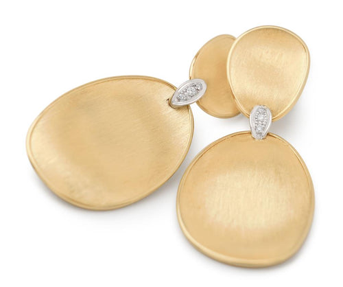Marco Bicego 18k Yellow and White Gold Lunaria Collection Diamond Drop Earrings
