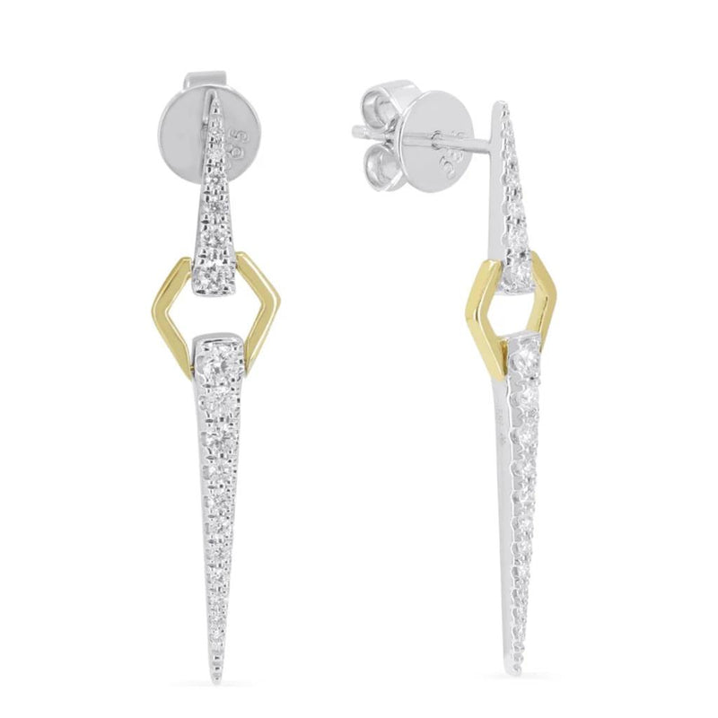 Madison L 14k White and Yellow Gold Milano Collection Diamond Spear Dangle Earrings