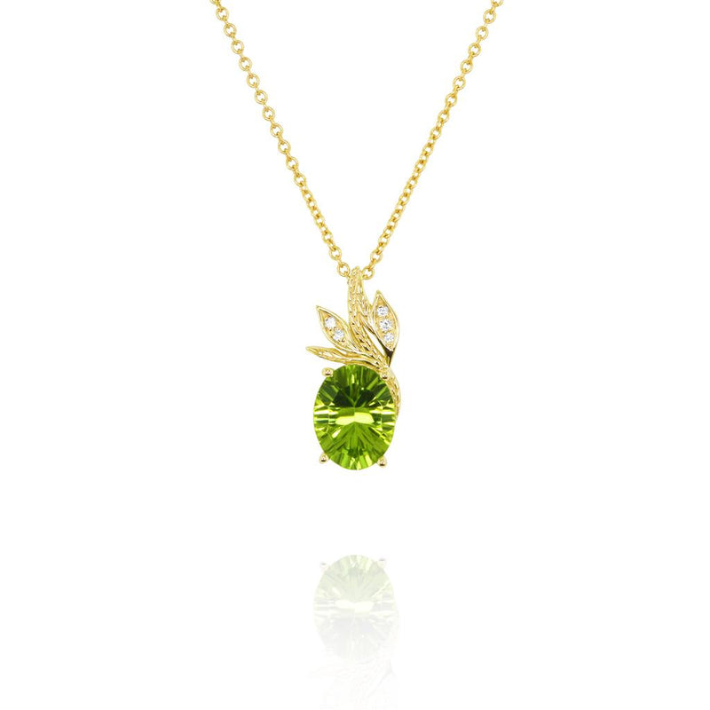 Yael 14k Yellow Gold Floral Collection Peridot and Diamond Pendant