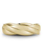 Noam Carver 14k Yellow Gold 6.5mm Crossover Design Wedding Band with Frosted Finish