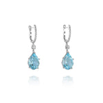 Yael 14k White Gold Swiss Blue Topaz and Diamond Hoop Drop Earrings