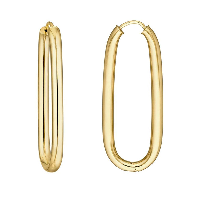 Davis Classics 14k Yellow Gold Oval Hoop Earrings