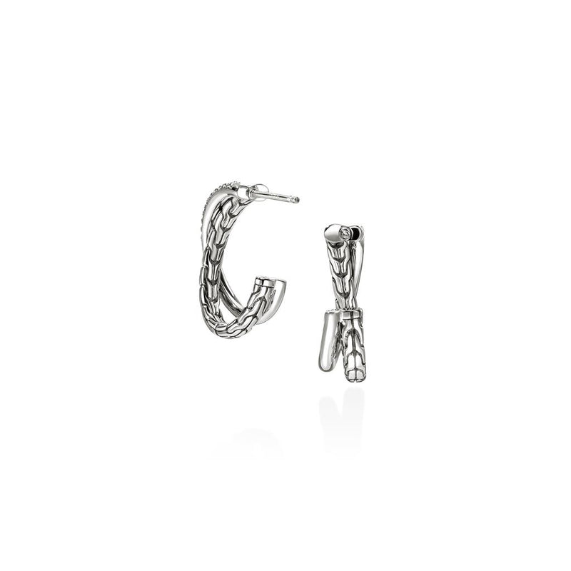 John Hardy Sterling Silver Essential Pavé Diamond Crossover Earring