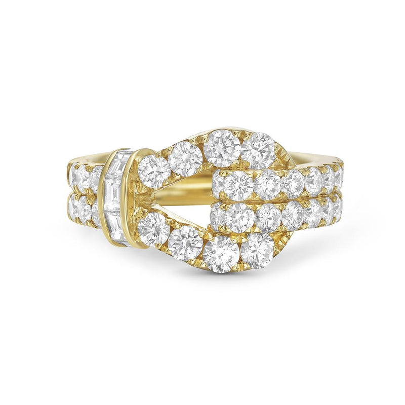 Charles Krypell 18k Yellow Gold Asymmetrical Knot Diamond Fashion Ring