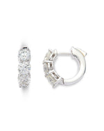 Davis Classics 14k White Gold Diamond Huggie Hoop Earrings