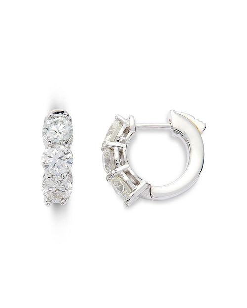 Davis Classics 14k White Gold Diamond Huggie Hoop Earrings