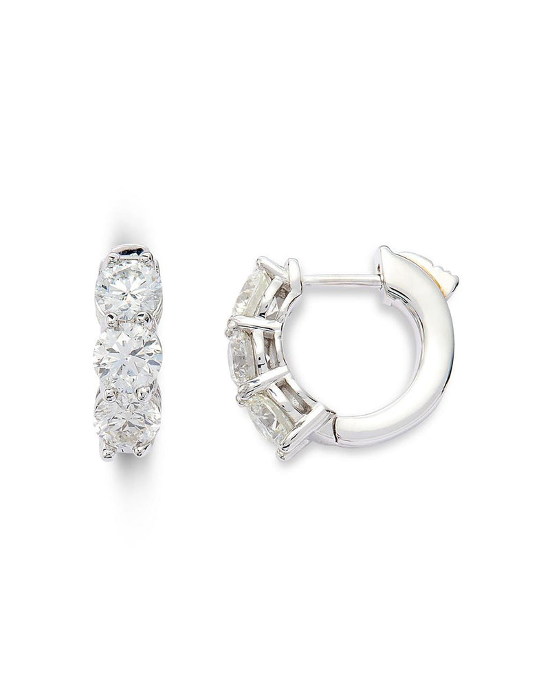 Davis Classics 14k White Gold Diamond Huggie Hoop Earrings