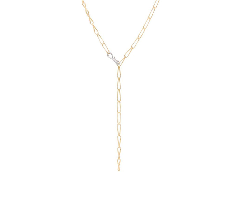 Marco Bicego 18K Yellow Gold Marrakech Onde Twisted Coil Link Lariat With Diamond Clasp