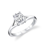 Sylvie 14k White Gold Shell Tapered Solitaire Engagement Ring Setting