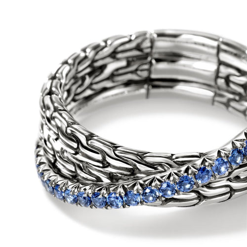 John Hardy Sterling Silver Essential Pavé Sapphire Crossover Ring