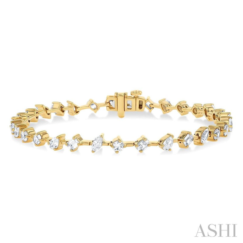 Davis Classics 14k Yellow Gold Mixed Shape Diamond Bracelet