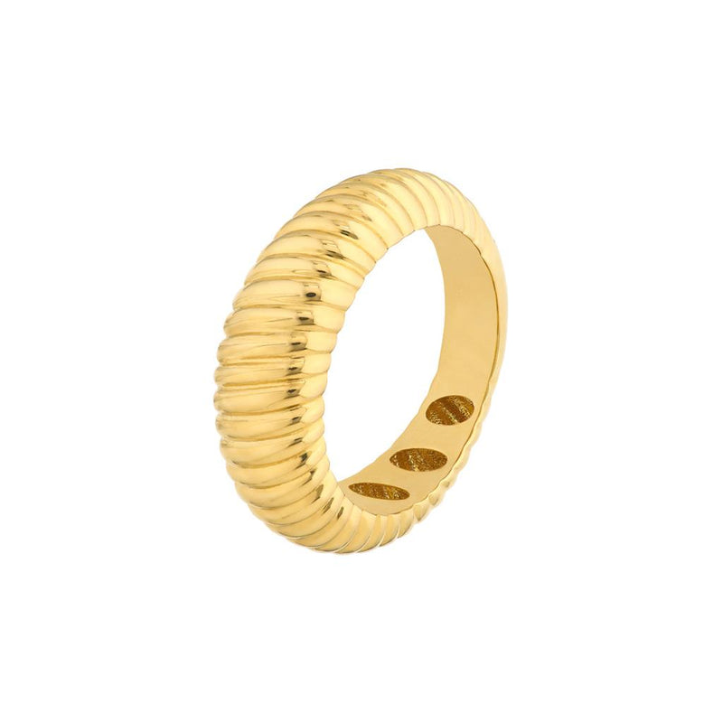 Davis Classics 14k Yellow Gold Graduated Ribbed Dome Ring