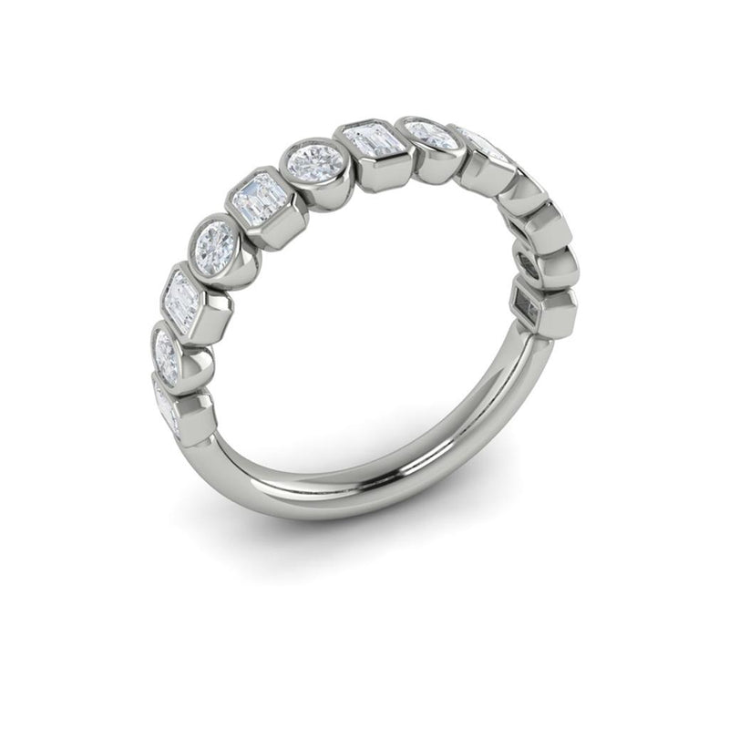 Vlora Women's 14k White Gold Stackable Emerald-Cut and Oval-Cut Diamond Band
