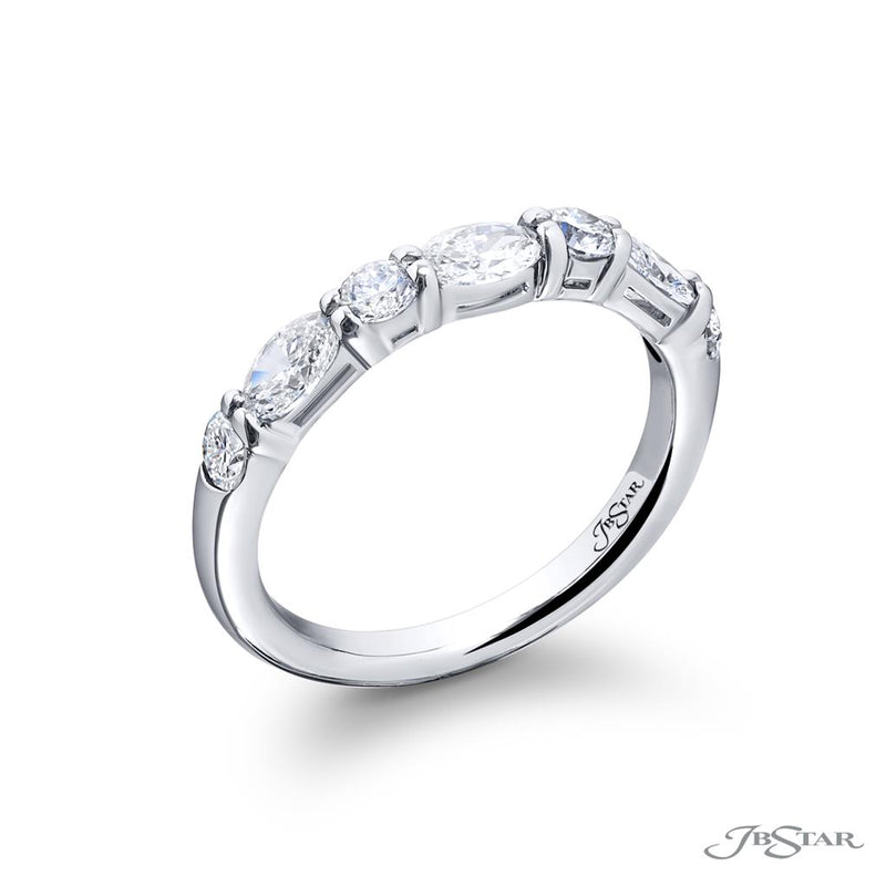 JB Star Women’s Platinum Diamond Band with Round and Marquise Accents