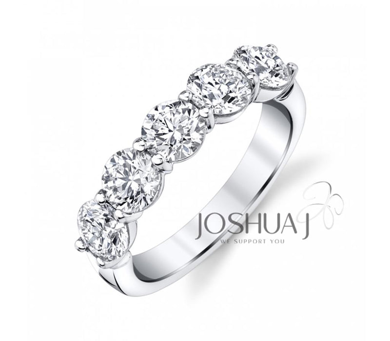 Davis Classics Women's Platinum Five-Stone Round Brilliant Diamond Band