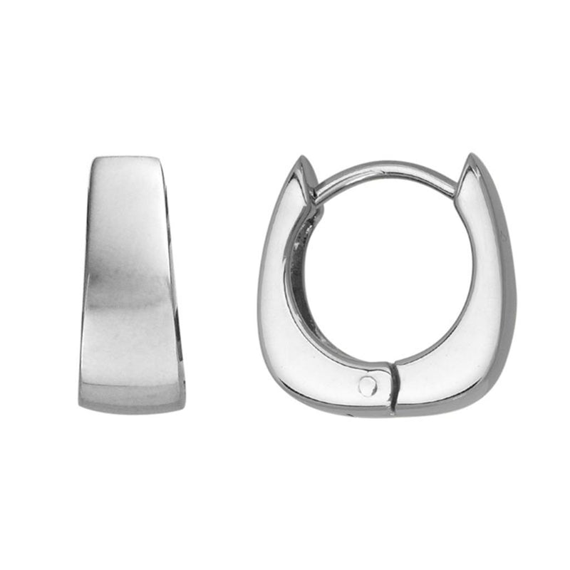 Davis Classics Sterling Silver Rhodium-Plated Square-Edged Tapered Hoop Earrings