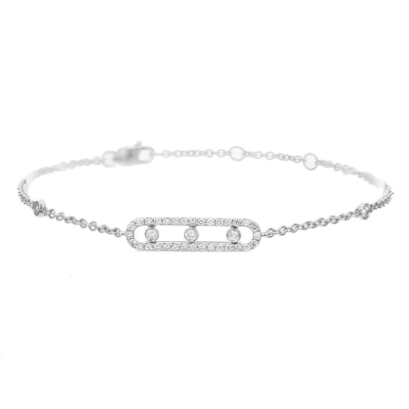 Davis Classics 18k White Gold Slide Station Diamond Bracelet
