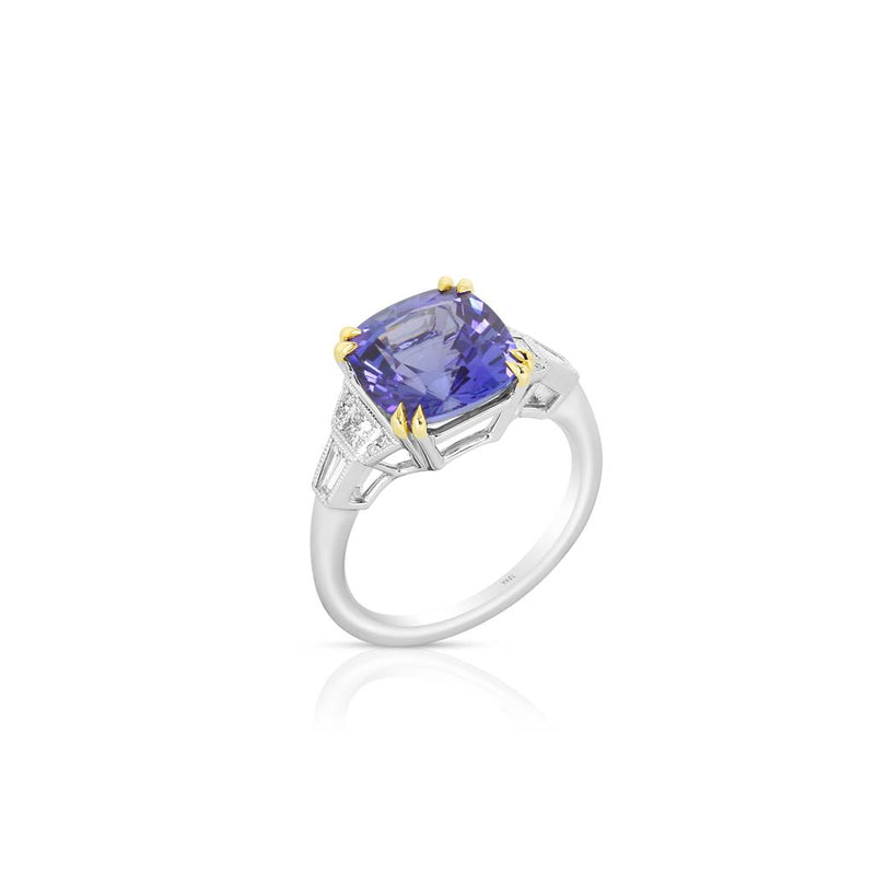 Yael 18k White and Yellow Gold Tanzanite and Diamond Vintage Design Ring