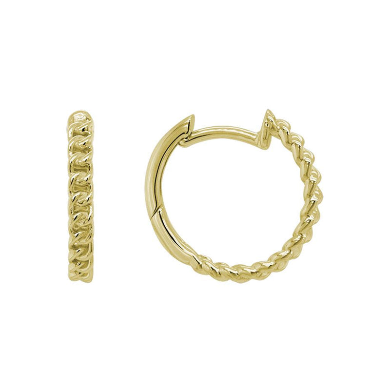 Davis Classics 14k Yellow Gold Braided Pattern Hoop Earrings