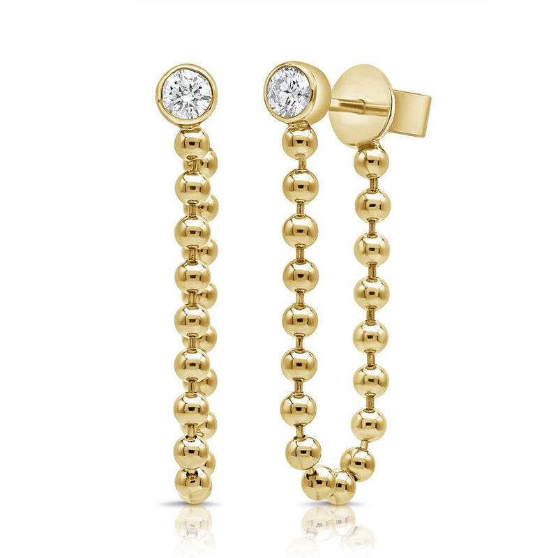 Davis Classics 14k Yellow Gold Diamond Bead Dangle Earrings