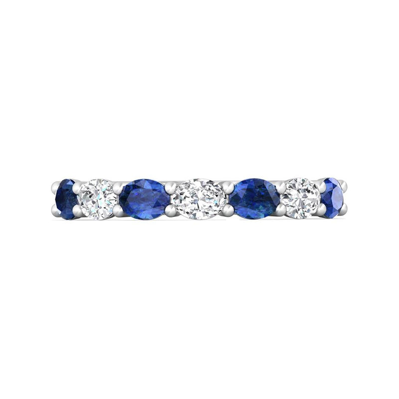 Martin Flyer 14k White Gold Blue Sapphire and Diamond East-West Anniversary Band