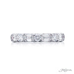 JB Star Women’s Platinum Trellis Diamond Band with Round and Emerald Accents