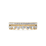 Davis Classics Women's 14k Yellow Gold Split Double Row Diamond Fashion Ring